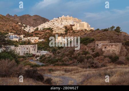 The Mojacar Pueblo. A Spanish Village Perched High-Upon a Hillside. Stock Photo