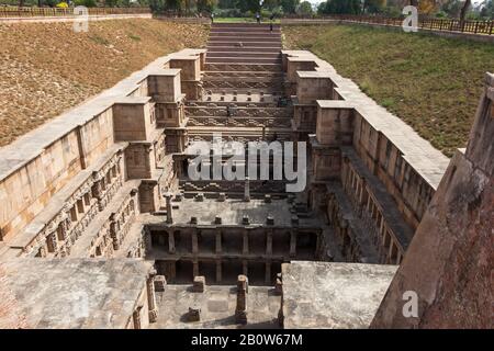 old architectural marvel Stepwell at Rani ki Vav in Patan, Gujarat, India, Asia. Stock Photo