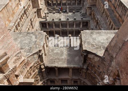 old architectural marvel Stepwell at Rani ki Vav in Patan, Gujarat, India, Asia. Stock Photo