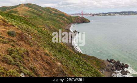 Golden Gate Recreational Park & Scenic View of Bridge Stock Photo