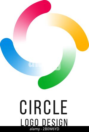 Circle logo. Circled spiral, swirl universal color logotype. Abstract round vector icon Stock Vector