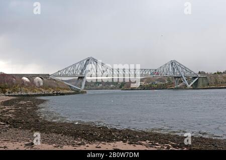 View towards Connel Bridge from North Connel, near Oban, Argyll, Scotland Stock Photo