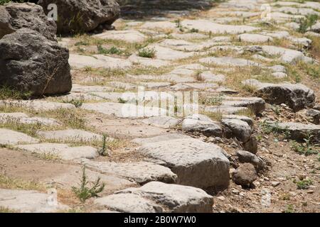 A stretch of Roman road near the Roman Columns Of Byblos, Lebanon - June, 2019 Stock Photo