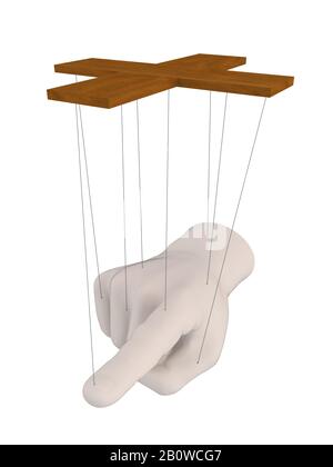 Thread Controlled Puppet Manipulate Marionette Puppet. Hand Controlled Person Silhouette Stock ...