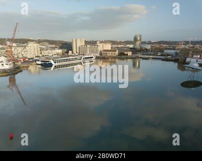 Gironde, Bordeaux, District Flood Basin, Aerial View Stock Photo