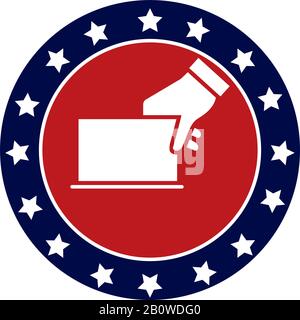 Isolated campaign button shaped ballot box Stock Vector