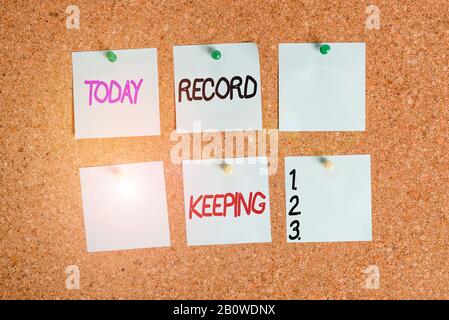 Writing note showing Record Keeping. Business concept for The activity ...