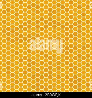 Orange seamless honey combs pattern. Honeycomb texture, hexagonal honeyed comb vector background Stock Vector