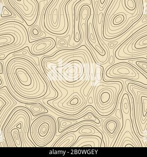 Seamless topographic map texture. Cartography elevation maps contour, contoured terrain lines vector background Stock Vector