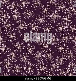 dotted batik stars on a dark purple background seamless vector pattern Stock Vector