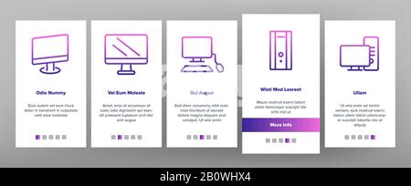 Computer Onboarding Icons Set Vector Stock Vector