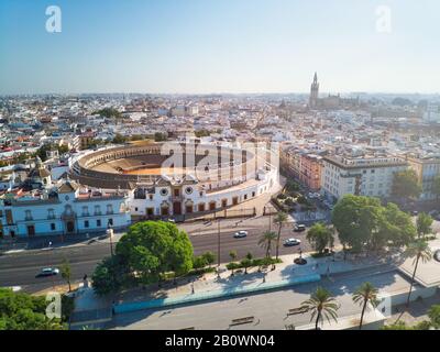 Aerial View Of Plaza De Toros In Seville Spain Stock Photo