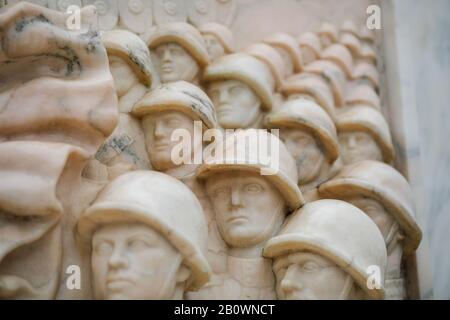 Bucharest, Romania - February 21, 2020: Graves in the Red Army Cemetery in Bucharest during a cold and rainy winter day. Stock Photo