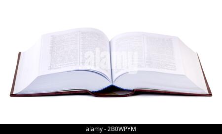 Opened thick book isolated on a white background Stock Photo