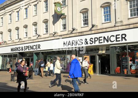 Marks and Spencer shop entrance, Cheltenham High Street UK Stock Photo