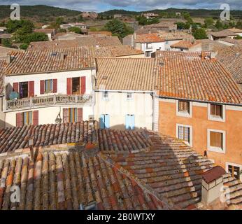 Village, Languedoc-Roussillon, South of France, France, Europe Stock Photo