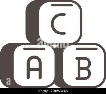 alphabet blocks child toy line style icon Stock Vector