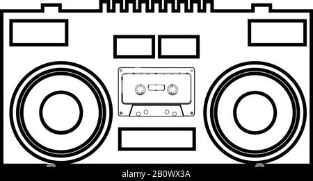 Cassette recorder Mobile stereo music icon outline black color vector illustration flat style simple image Stock Vector