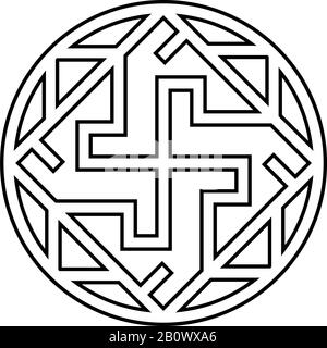 Valkyrie Varangian sign Valkiriya slavic symbol icon outline black color vector illustration flat style simple image Stock Vector