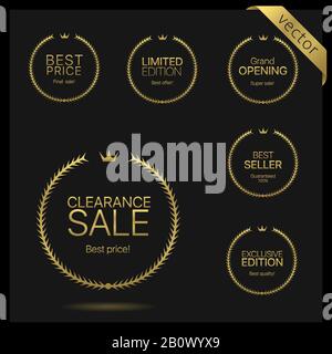 Golden wreath icons Stock Vector