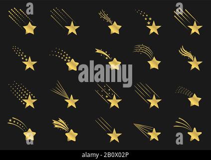 Golden Shooting star icons Stock Vector
