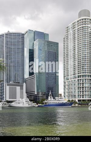 Yachts in the EPIC Marina, Miami River Walk, Downtown Miami, Florida, USA, Stock Photo