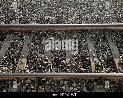 Vintage view of railway line structure detail, transport concept wallpaper  Stock Photo