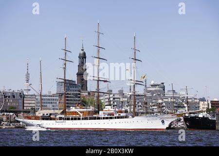 Luxury yacht 'SEA CLOUD II' in the harbor, Hamburg, Germany, Stock Photo