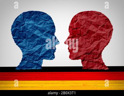 Germany far left and far right wing political concept as a Berlin and German political and Europe social thinking idelogies concept with two sides. Stock Photo