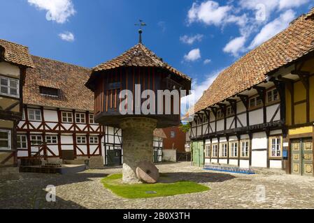 Schäfers Hof with pigeon house in Osterwieck, Saxony-Anhalt, Germany, Stock Photo