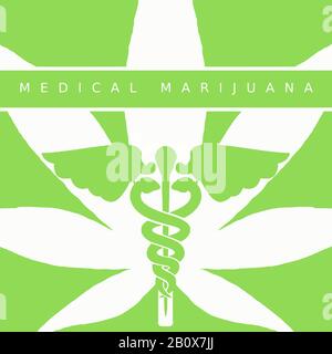 Vector logo of medical marijuana. Green and white color scheme. Stock Vector