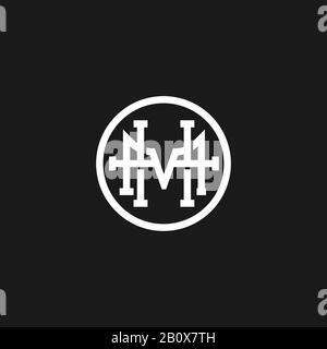 monogram HM vector logo in a modern line style Stock Vector