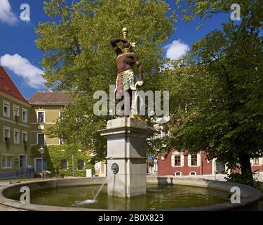 Mohrenbrunnen at the market in Eisenberg, Thuringia, Germany, Stock Photo