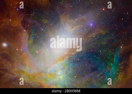 Nebulae and stars in outer space, glowing mysterious universe. Elements of this image furnished by NASA. Stock Photo