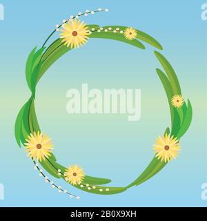 Floral frame over a colored background Stock Vector