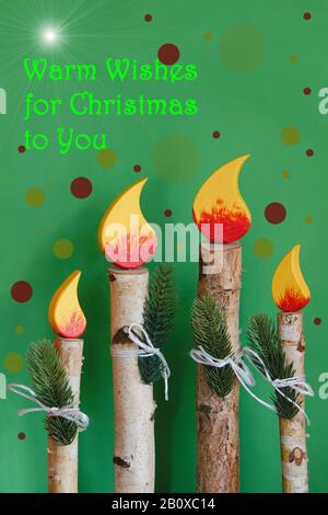 Vierter Advent - Weihnachtskarte mit Birkenholzdeko