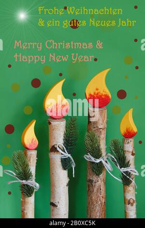 Vierter Advent - Weihnachtskarte mit Birkenholzdeko