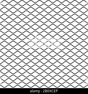 Black wavy line seamless pattern. Waves lines on white background. Ripple texture. Waviness vector illustration in EPS8 format. Stock Vector