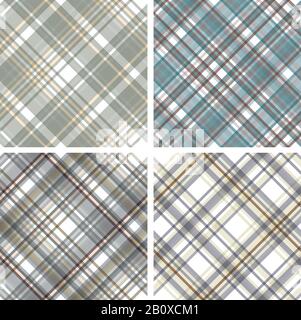 Set of 4 abstract tartan chekered seamless patterns. Can be used for wallpapers, pattern fills, web page backgrounds, textile prints etc. EPS10 vector Stock Vector