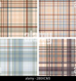 Set of 4 abstract tartan chekered seamless patterns. Can be used for wallpapers, pattern fills, web page backgrounds, textile prints etc. EPS10 vector Stock Vector