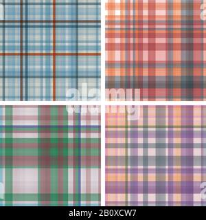 Set of 4 abstract tartan chekered seamless patterns. Can be used for wallpapers, pattern fills, web page backgrounds, textile prints etc. EPS10 vector Stock Vector