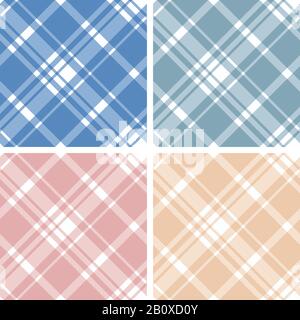 Set of 4 abstract tartan chekered seamless patterns. Can be used for wallpapers, pattern fills, web page backgrounds, textile prints etc. EPS10 vector Stock Vector