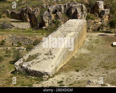 Pregnant woman stone, former quarry with monolith in Baalbek, Lebanon, Stock Photo