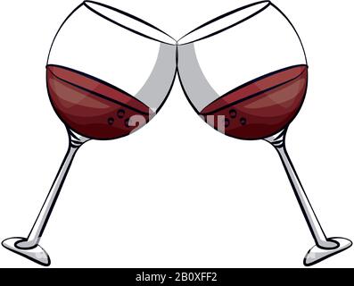 wine cups glasses toast icon Stock Vector