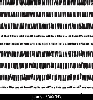 Dotted and dashed seamless pattern. Abstract seamless texture in black and white colors. Vector illustration in EPS8 format, pattern swatch include. Stock Vector