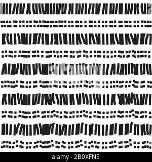 Dotted and dashed seamless pattern. Abstract seamless texture in black and white colors. Vector illustration in EPS8 format, pattern swatch include. Stock Vector