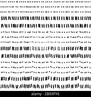 Dotted and dashed seamless pattern. Abstract seamless texture in black and white colors. Vector illustration in EPS8 format, pattern swatch include. Stock Vector