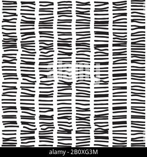 Dashed seamless pattern. Abstract seamless texture in black and white colors. Vector illustration in EPS8 format, pattern swatch include. Stock Vector