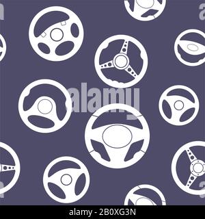 Steering wheels. Seamless pattern. Steering wheels seamless texture. Seamless background with steering wheels. Pattern with steering wheels. EPS8 vect Stock Vector