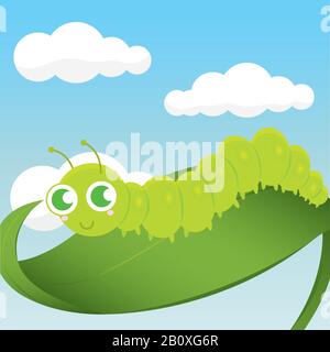 Cute worm cartoon Stock Vector